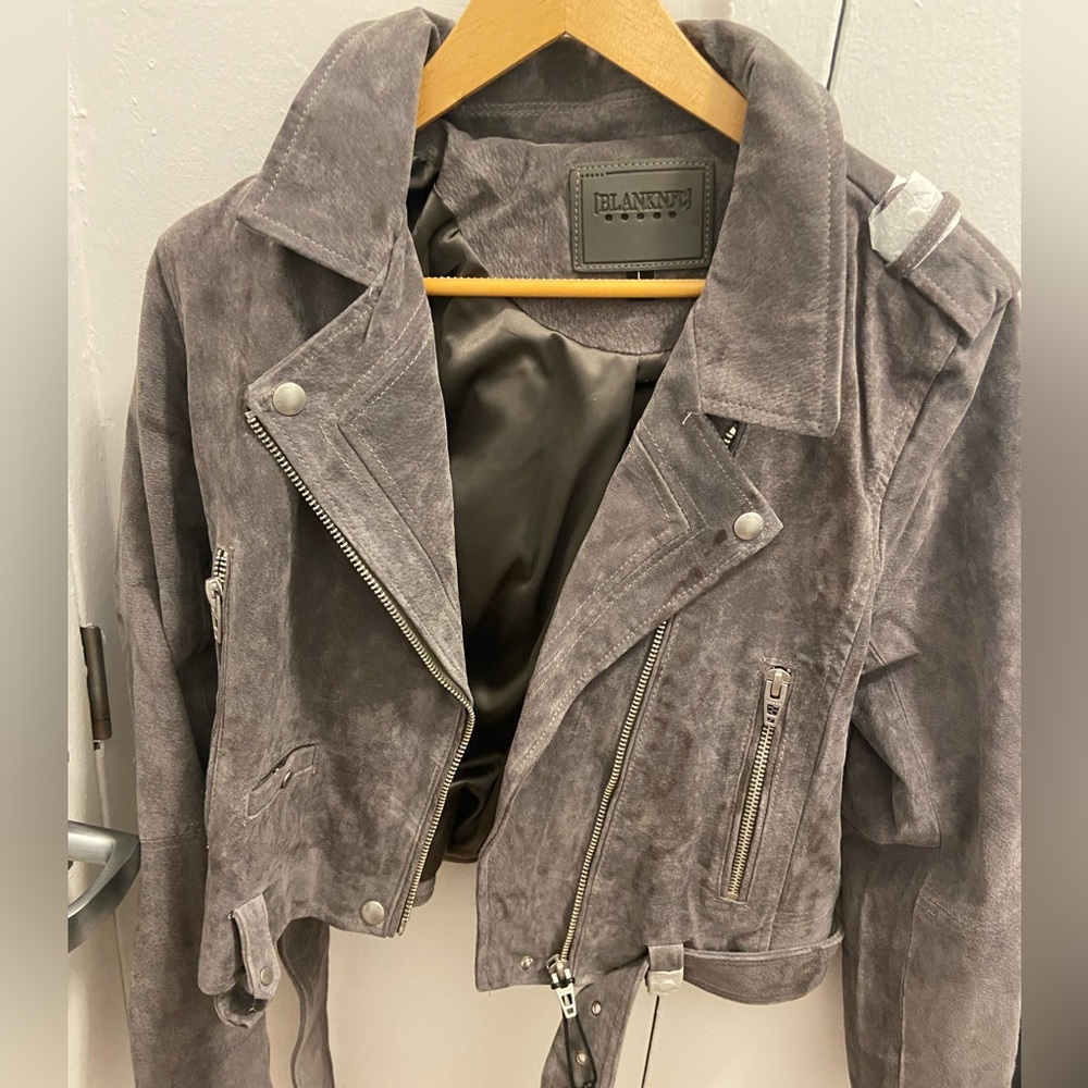 Blank NYC Faux suede motto jacket
